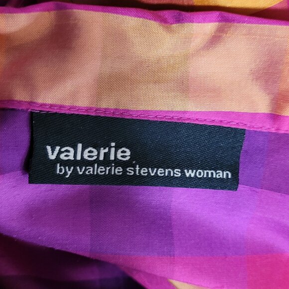 AUTUMN SUNSET 100% SILK PLAID WOMEN'S BUTTON-DOWN TOP BLOUSE EUC 16W 1X - Picture 8 of 10